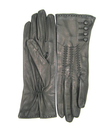 Sermoneta Gloves Guanto Nappa 4bt con bottoncini fod.seta Nero Promozione