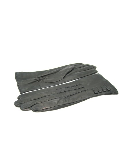 Sermoneta Gloves Guanto Nappa 4bt con bottoncini fod.seta Nero Promozione