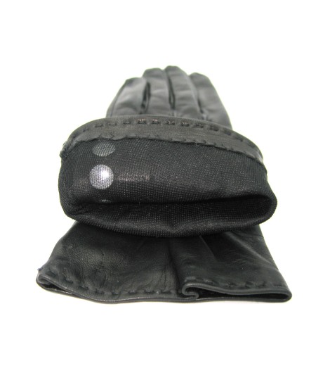 Sermoneta Gloves Guanto Nappa 4bt con bottoncini fod.seta Nero Promozione