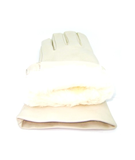 Sermoneta Gloves Guanto Nappa foderato Lapin Panna Spedizione Gratuita
