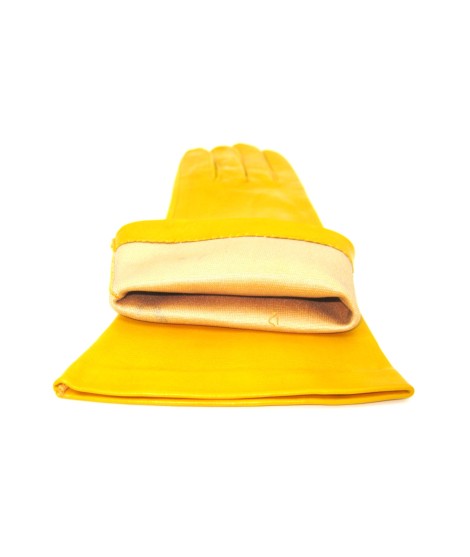 Sermoneta Gloves Guanto Nappa 4BT foderato seta Giallo Ocra Promozione Limitata