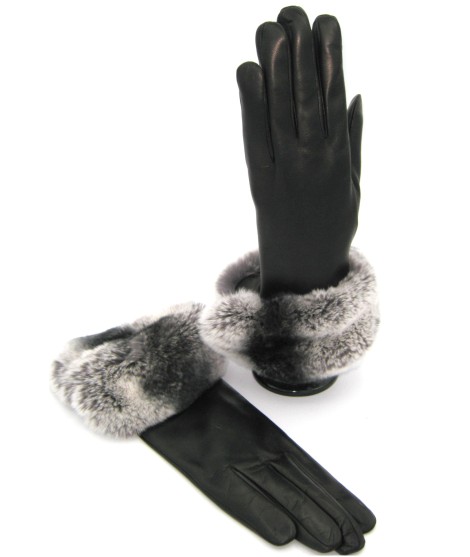 Sermoneta Gloves Guanto Nappa con risvolto Rex fodera cashmere. Nero Super sconto