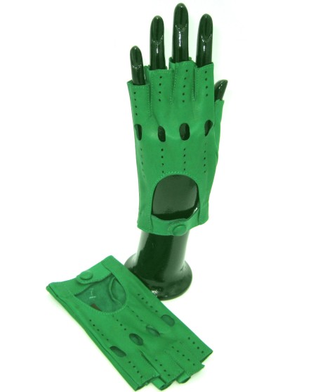 Sermoneta Gloves Guanto Guida in Nappa sfoderato 1/2 dita Verde Smeraldo Presa