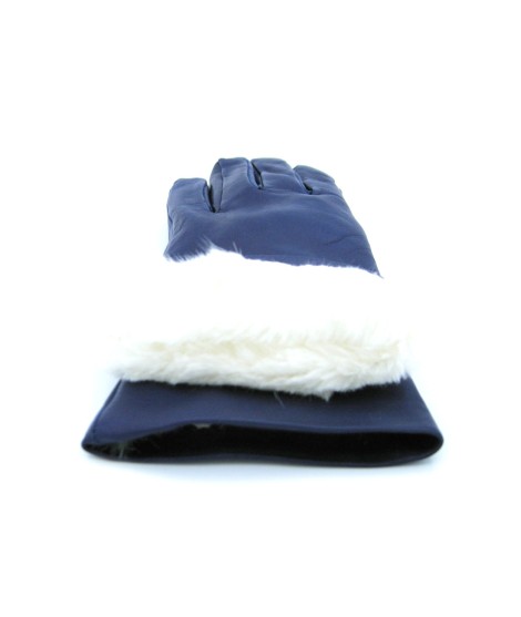 Sermoneta Gloves Guanto Nappa foderato Lapin Blu/Royal Italy