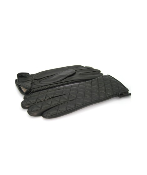 Sermoneta Gloves Guanto in Nappa trapuntato 2bt fodera cashmere Nero Nuovo