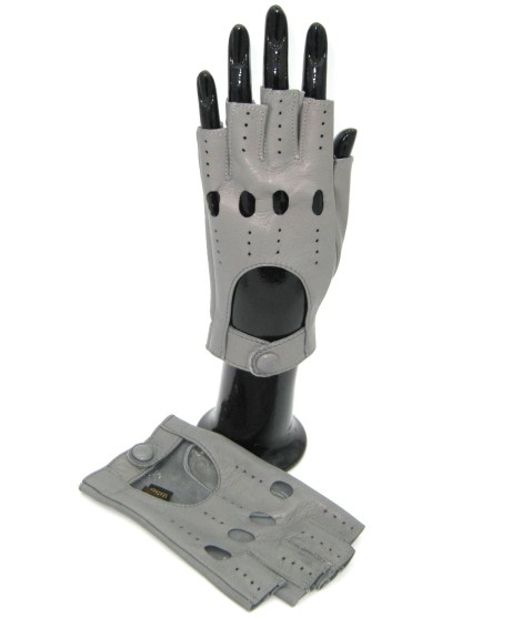 Sermoneta Gloves Guanto Guida in Nappa sfoderato 1/2 dita Grigio Perla Novità