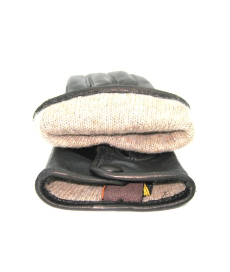 Sermoneta Gloves Guanti in Nappa fod. cashmere con bottone Touch Screen Nero Vendita Calda