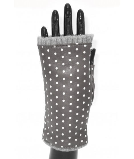 Sermoneta Gloves Guanto manicotto in Nappa stampa pois foderato cashmere Petrolio Vendite Flash
