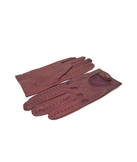 Sermoneta Gloves Guanto Guida in Nappa sfoderato dita intere Bordeaux In Linea