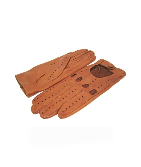 Sermoneta Gloves Guanto Guida in Nappa sfoderato dita intere Tan Nuovo