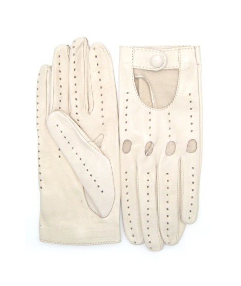 Sermoneta Gloves Guanto Guida in Nappa sfoderato dita intere Panna Qualità
