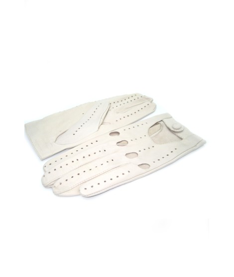 Sermoneta Gloves Guanto Guida in Nappa sfoderato dita intere Panna Qualità