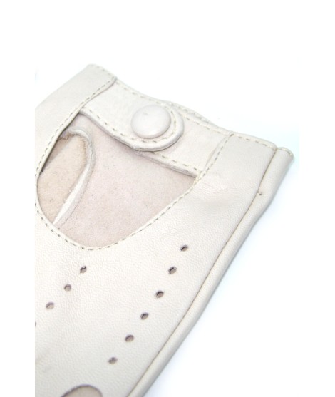Sermoneta Gloves Guanto Guida in Nappa sfoderato dita intere Panna Qualità