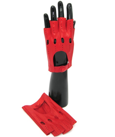 Sermoneta Gloves Guanto in Nappa da Guida mezze dita Rosso Economico