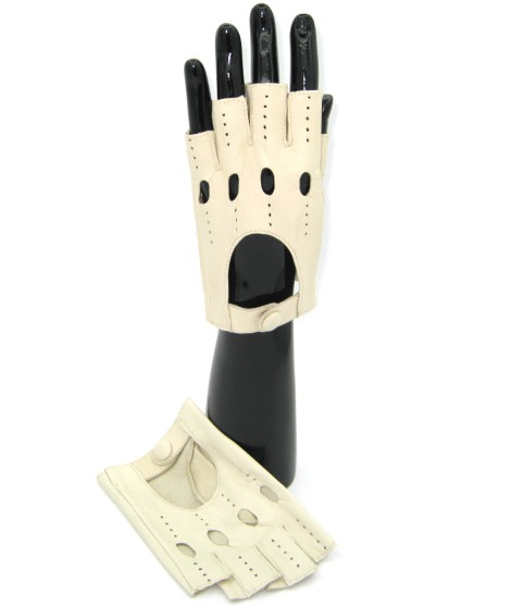 Sermoneta Gloves Guanto Nappa da guida mezze dita Panna Online