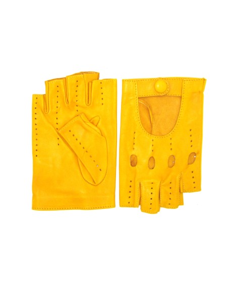 Sermoneta Gloves Guanto Guida in Nappa mezze dita Giallo ocra Soddisfazione Garantita