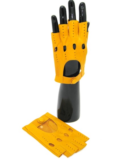 Sermoneta Gloves Guanto Guida in Nappa mezze dita Giallo ocra Soddisfazione Garantita