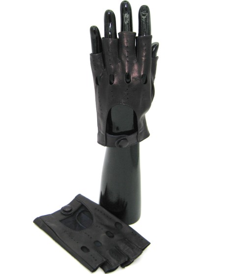 Sermoneta Gloves Guanto Guida in Nappa mezze dita Navy Consegna Veloce