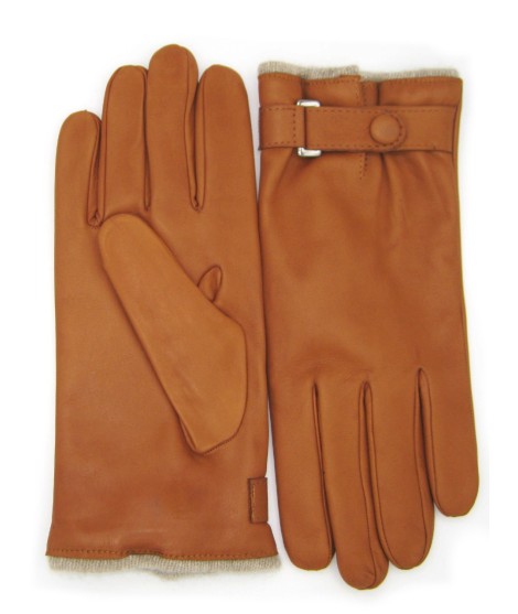 Sermoneta Gloves Guanto in Nappa foderato cashmere con cinturino Tan Sottocosto