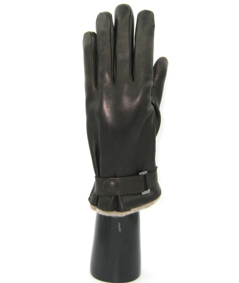 Sermoneta Gloves Guanto in Nappa foderato cashmere con cinturino T.Moro Convenienza