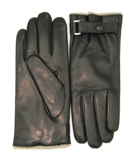 Sermoneta Gloves Guanto in Nappa foderato cashmere con cinturino Nero Novità