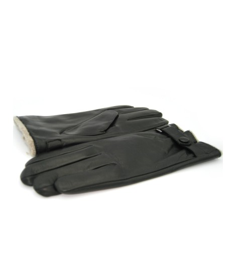 Sermoneta Gloves Guanto in Nappa foderato cashmere con cinturino Nero Novità