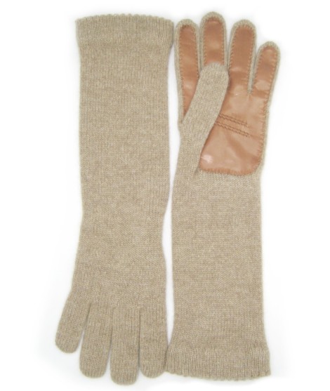 Sermoneta Gloves Guanto in 100% cashmere 4bt con palmo in Nappa Taupe/Tan 2025