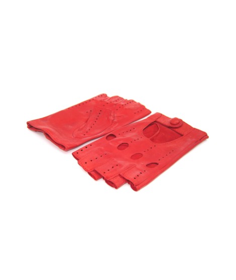 Sermoneta Gloves Guanto Guida in Nappa sfoderato 1/2 dita Rosso Nuovo
