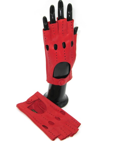 Sermoneta Gloves Guanto Guida in Nappa sfoderato 1/2 dita Rosso Nuovo
