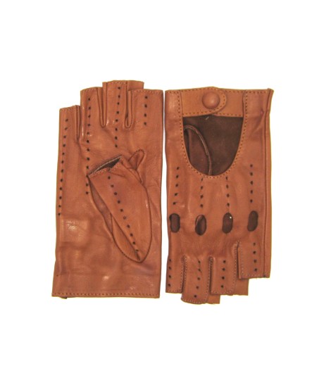 Sermoneta Gloves Guanto Guida in Nappa sfoderato 1/2 dita Tan Qualità