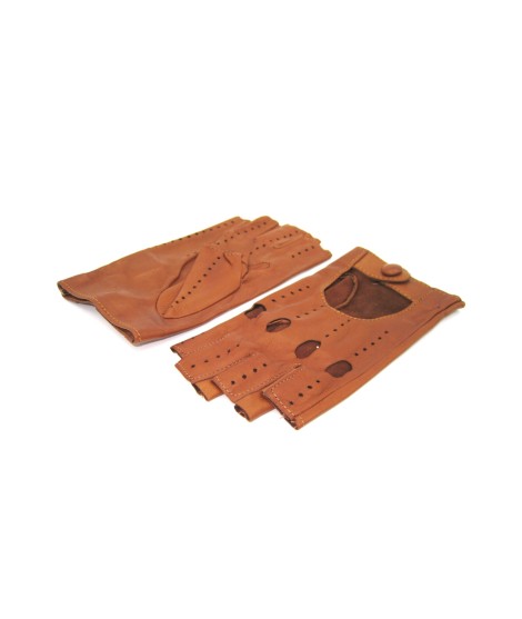 Sermoneta Gloves Guanto Guida in Nappa sfoderato 1/2 dita Tan Qualità