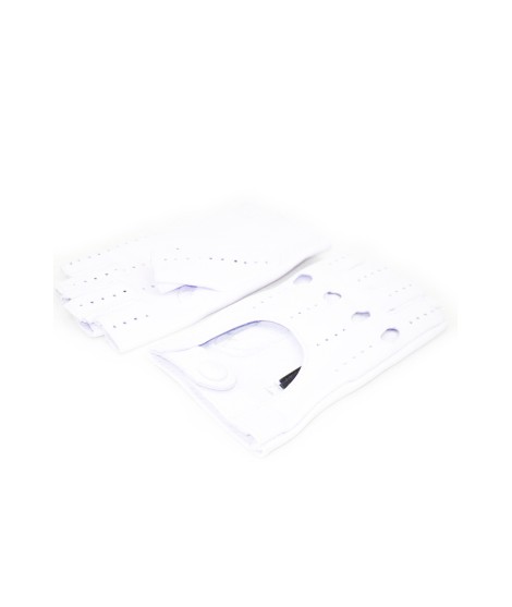 Sermoneta Gloves Guanto Guida in Nappa sfoderato 1/2 dita Bianco Vendita