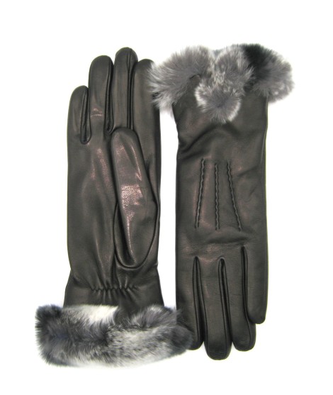 Sermoneta Gloves Guanto Nappa fodera cashmere bordo Rex Nero Prezzo Ridotto