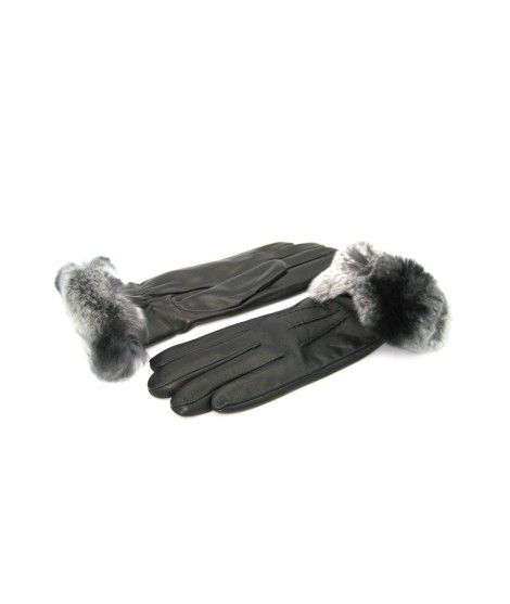 Sermoneta Gloves Guanto Nappa fodera cashmere bordo Rex Nero Prezzo Ridotto