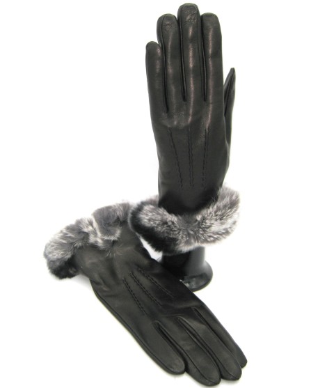 Sermoneta Gloves Guanto Nappa fodera cashmere bordo Rex Nero Prezzo Ridotto