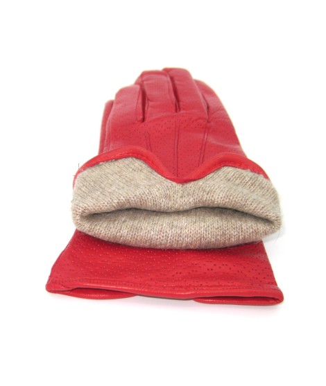 Sermoneta Gloves Guanti in Nappa foderato cashmere Rosso Promozione Limitata