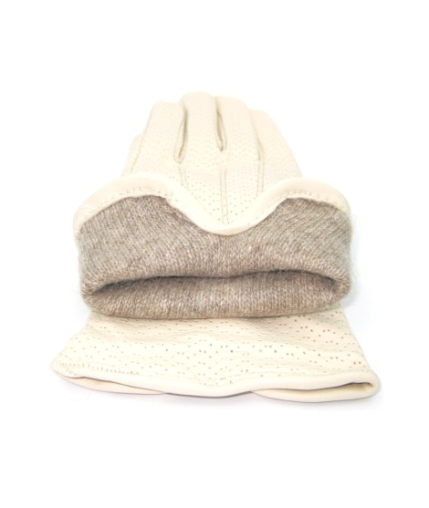 Sermoneta Gloves Guanti in Nappa foderato cashmere Panna Fino Al -60%