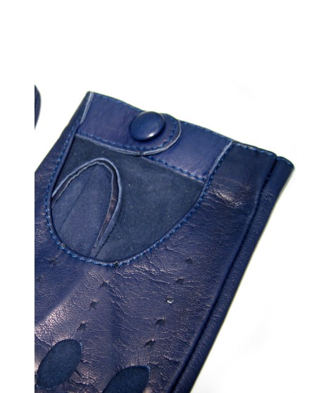 Sermoneta Gloves Guanto Guida in Nappa sfoderato dita intere Navy In Vendita