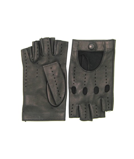 Sermoneta Gloves Guanto Guida in Nappa sfoderato 1/2 dita Nero Vendita Calda