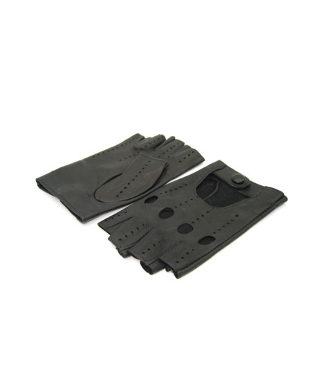 Sermoneta Gloves Guanto Guida in Nappa sfoderato 1/2 dita Nero Vendita Calda
