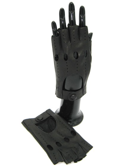 Sermoneta Gloves Guanto Guida in Nappa sfoderato 1/2 dita Nero Vendita Calda