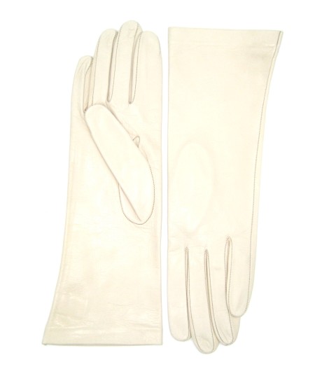 Sermoneta Gloves Guanto Nappa 4bt foderato seta Panna Vendita Economica