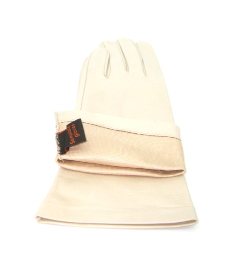 Sermoneta Gloves Guanto Nappa 4bt foderato seta Panna Vendita Economica
