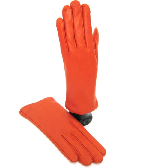 Sermoneta Gloves Guanto Nappa foderato cashmere Arancio scuro Nuova