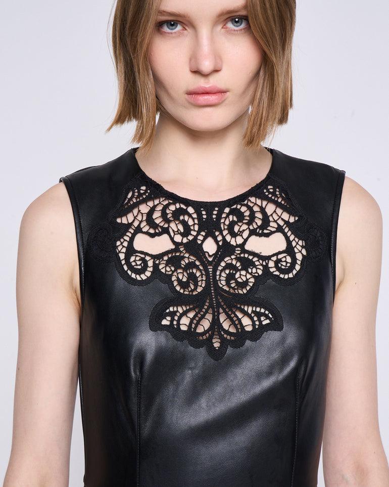 Silvian Heach Abito con pizzo in ecopelle In Linea