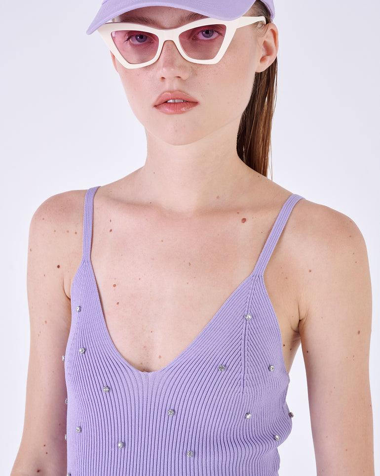 Silvian Heach Top a coste con strass In Vendita