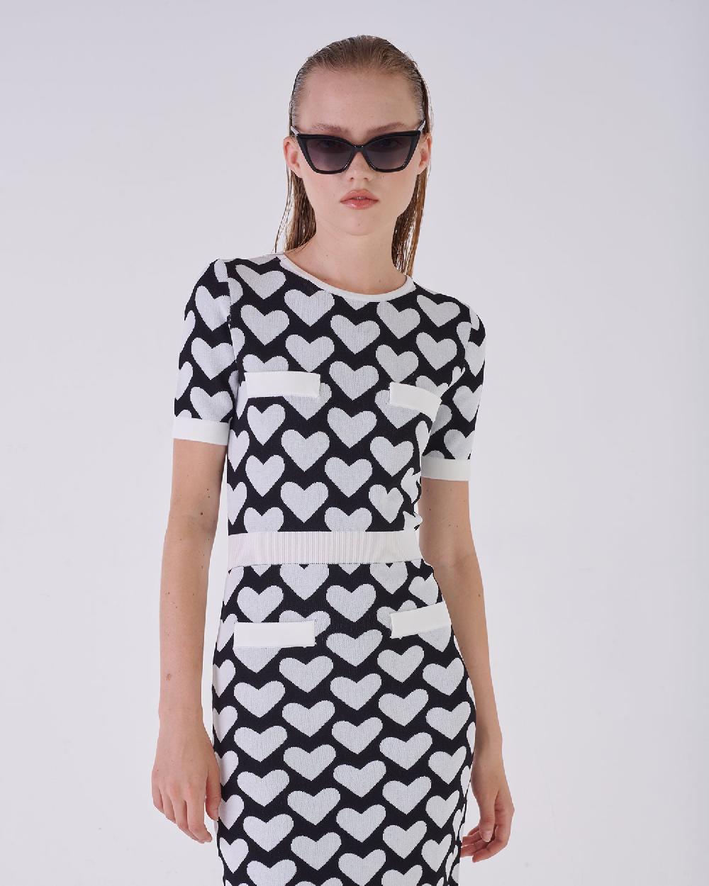 Silvian Heach Abito midi con cuori Presa