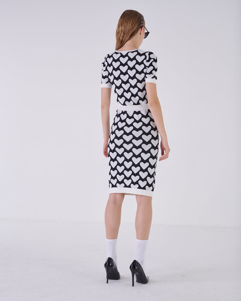 Silvian Heach Abito midi con cuori Presa