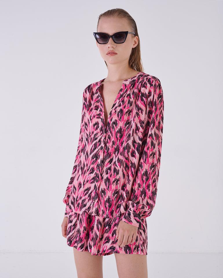 Silvian Heach Camicia maculata con maniche a sbuffo Promozione Limitata
