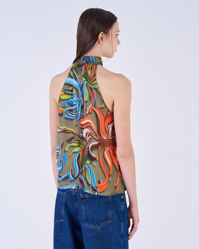 Silvian Heach Top stampato con scollo all'americana Offerta